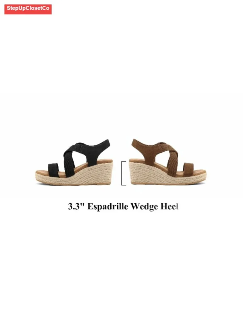 Women's Espadrilles Platform Wedge Sandals Slip On Open Toe Elastic Ankle Strap